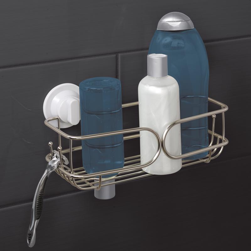 Zenna Home Chrome Silver Stainless Steel Shower Basket