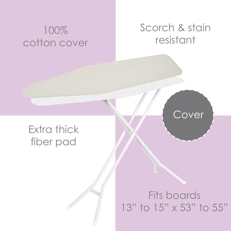 Seymour Home Products 15 in. W X 55 in. L Cotton Khaki Ironing Board Cover and Pad