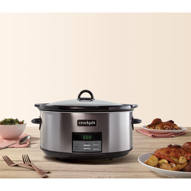 Crock-Pot 8 qt Black/Silver Stainless Steel Programmable Slow Cooker