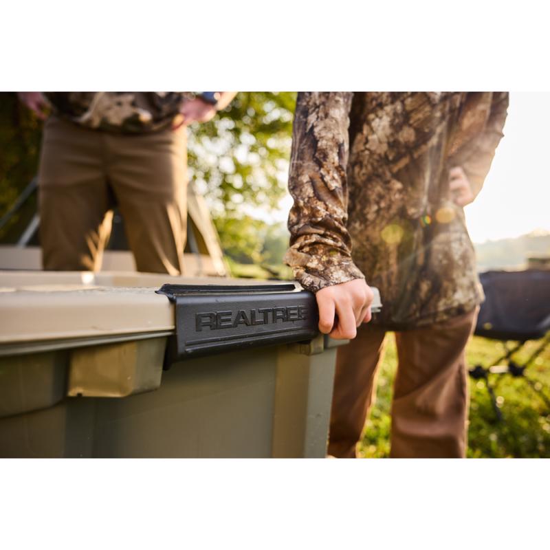 RealTree Weathermax Heavy Duty 18 gal Green Storage Tote 11.5 in. H X 31 in. W X 24 in. D Stackable