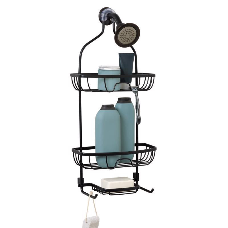 Zenna Home 24.25 in. H X 11 in. W X 4.5 in. L Matte Black Shower Caddy