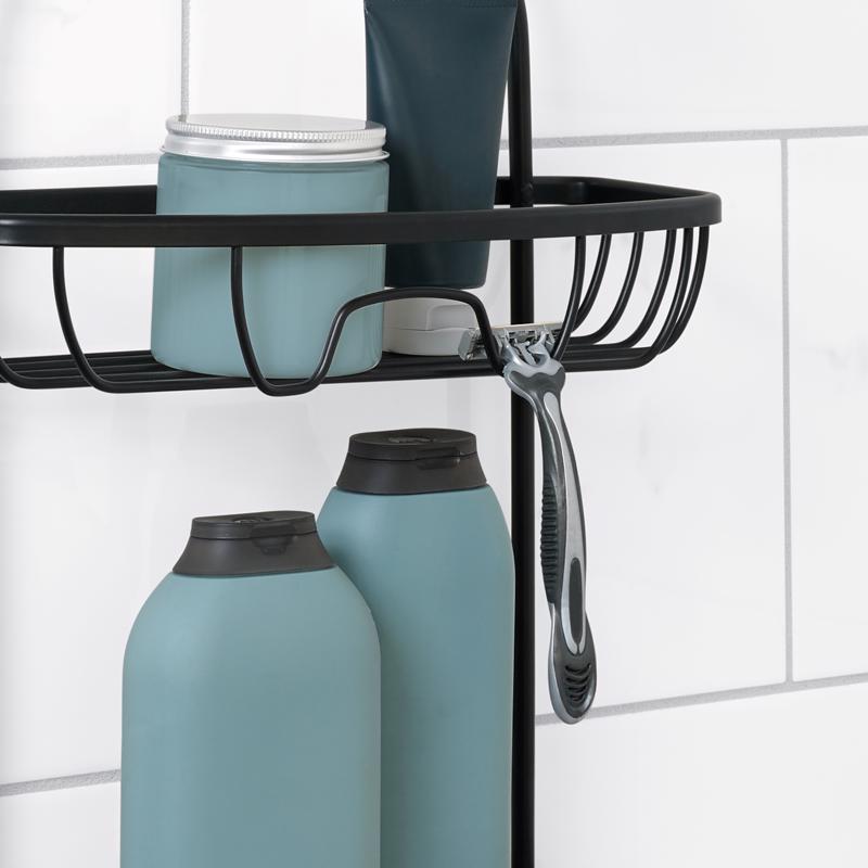 Zenna Home 24.25 in. H X 11 in. W X 4.5 in. L Matte Black Shower Caddy