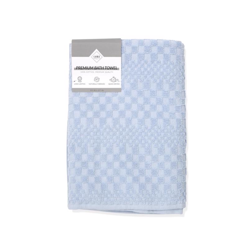 Core Home Blue Cotton Checkered Bath Towel 1 pc