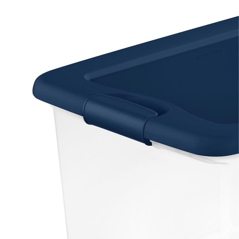 Sterilite 64 qt Blue/Clear Latch Storage Box 13.5 in. H X 16 in. W X 23.75 in. D Stackable