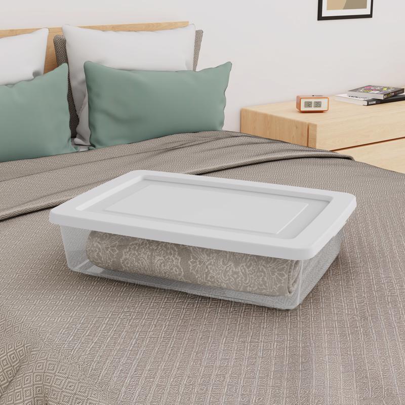 Sterilite 28 qt Clear/White Storage Box 5.875 in. H X 16.625 in. W X 23.125 in. D Stackable