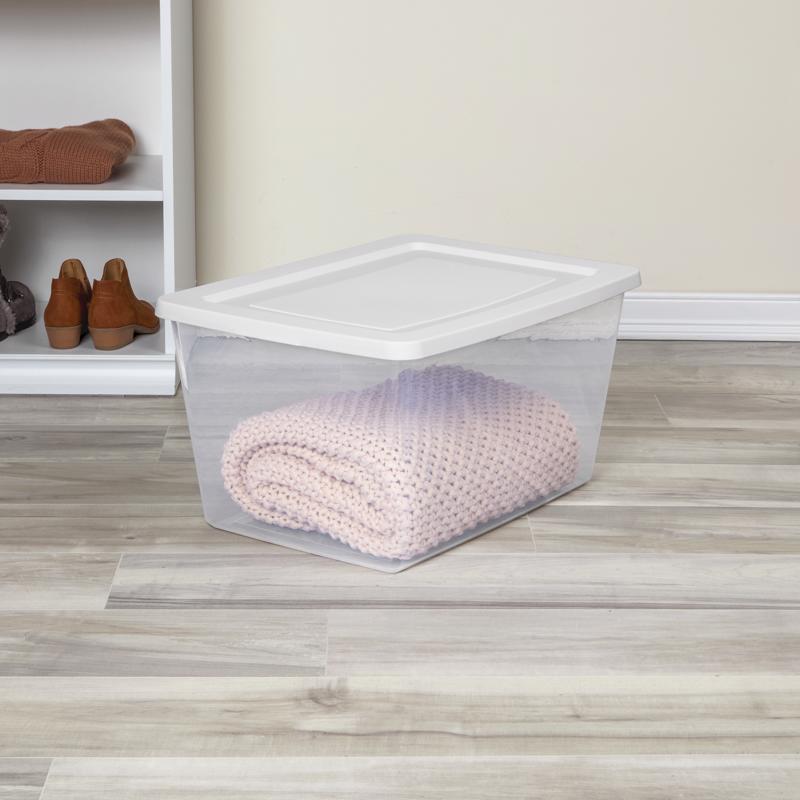 Sterilite 58 qt Clear/White Storage Box 12 in. H X 16.625 in. W X 23.125 in. D Stackable