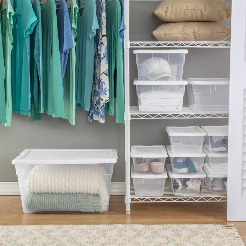 Sterilite 16 qt Clear/White Storage Box 7 in. H X 16-3/4 in. W X 11-7/8 in. D Stackable