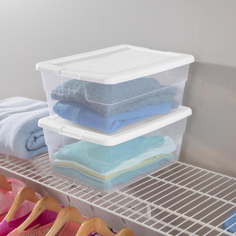 Sterilite 16 qt Clear/White Storage Box 7 in. H X 16-3/4 in. W X 11-7/8 in. D Stackable
