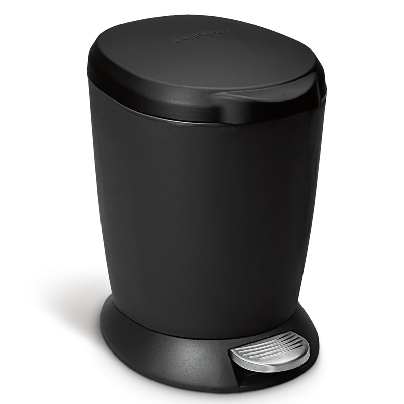 Simplehuman 6 L Black Plastic Mini Round Pedal Wastebasket