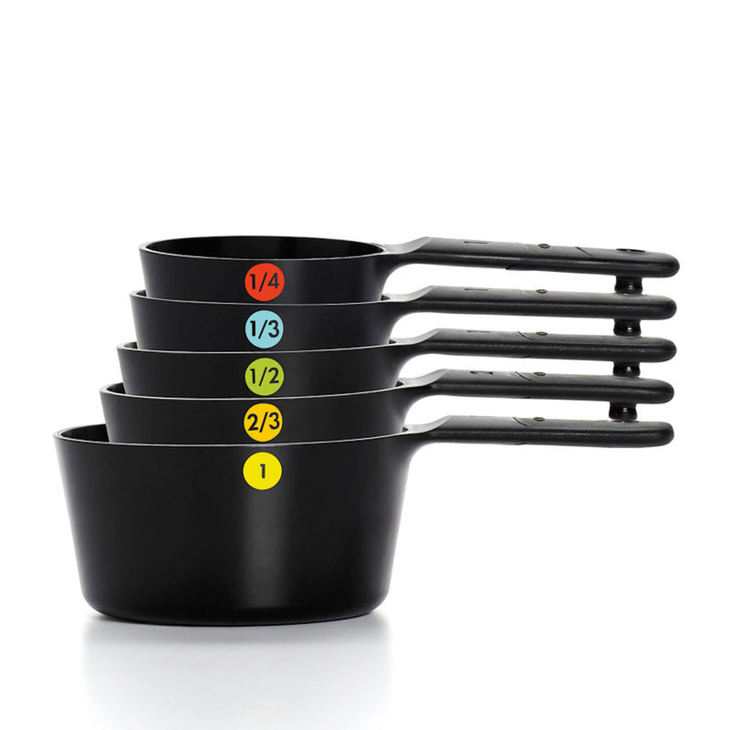 OXO Good Grips 1/4, 1/3, 1/2, 2/3, 1 cups Plastic Black Measuring Cup
