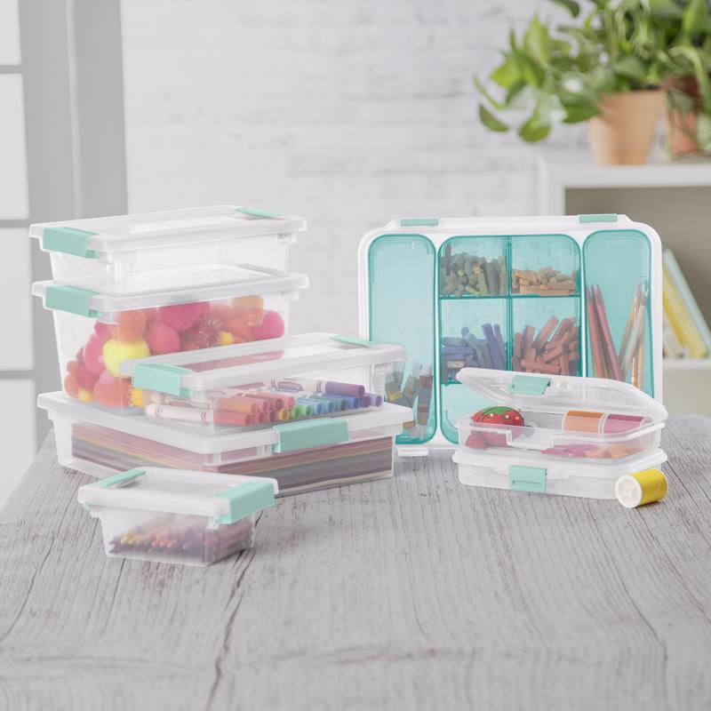 Sterilite 0.7 cu ft Clear Clip Storage Box 2.75 in. H X 6.625 in. W X 11 in. D Stackable