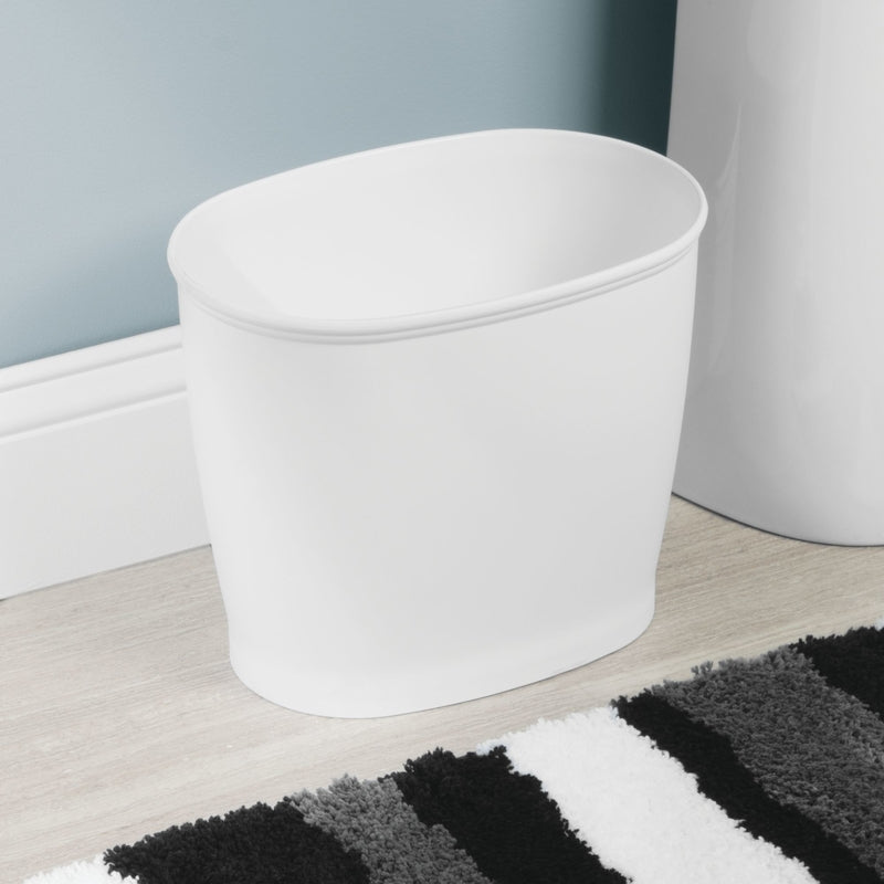 iDesign Kent White Plastic Oval Wastebasket