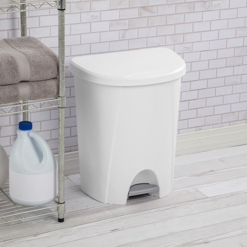 Sterilite 6.6 gal White Polypropylene Step-On Locking Automatic Touchless Wastebasket