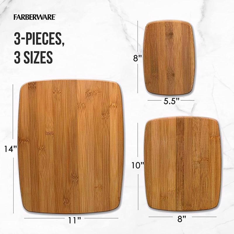 Farberware 14 in. L X 11 in. W X 0.25 in. Bamboo Cutting Board Set
