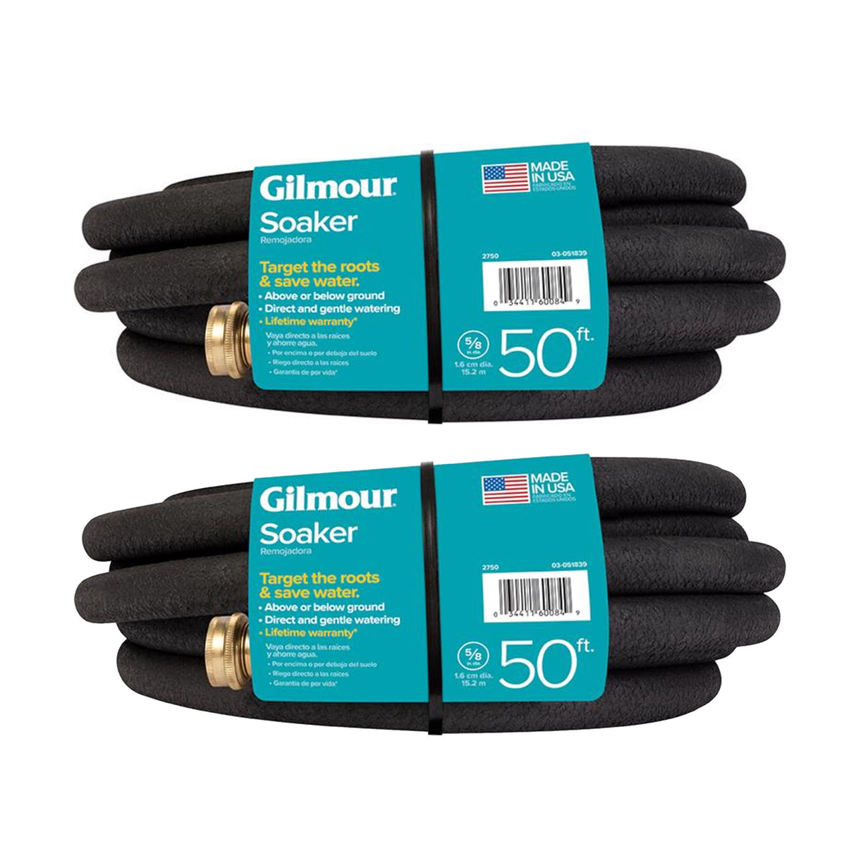 Weeper Soaker Hose, 5/8" x 50 ft, Weather-Resistant Vinyl, Deep Root Watering System for Gardens, Raised Beds, Flower Beds and Lawns, (Natural, 50 foot x 2-Pack)