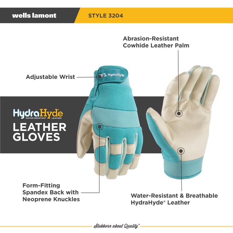 Wells Lamont HydraHyde Women's Indoor/Outdoor Work Gloves Teal S 1 pair