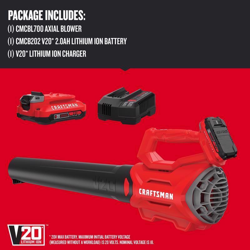 Craftsman V20 CMCBL700D1 90 mph 340 CFM Battery Handheld Blower Kit (Battery & Charger)
