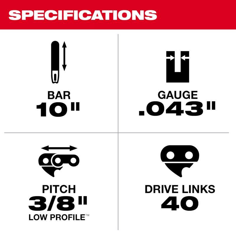 Milwaukee 49-16-2723 10 in. Replacement Chainsaw Chain 40 links