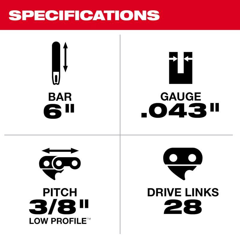 Milwaukee 6 in. Replacement Chainsaw Chain 28 links