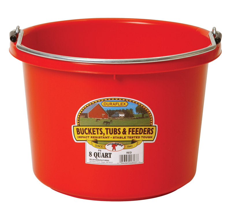 PAIL PLASTIC 8 QUART RED