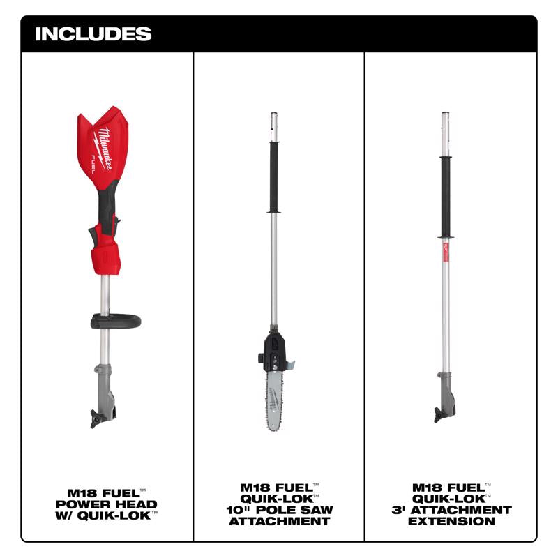 Milwaukee M18 FUEL Quik-Lok 3016-20PS 10 in. 18 V Battery Pole Saw Kit (Battery & Charger)