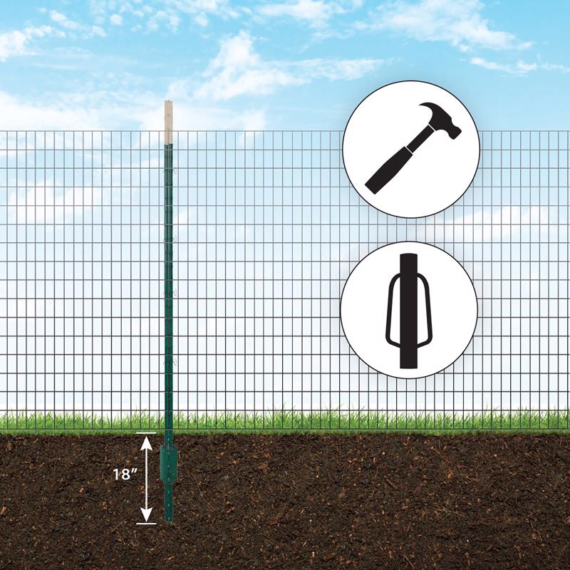 Ironridge 7 ft. H X 4 in. W X 1 in. L Painted Green Rail Steel / Billet Studded T-Post