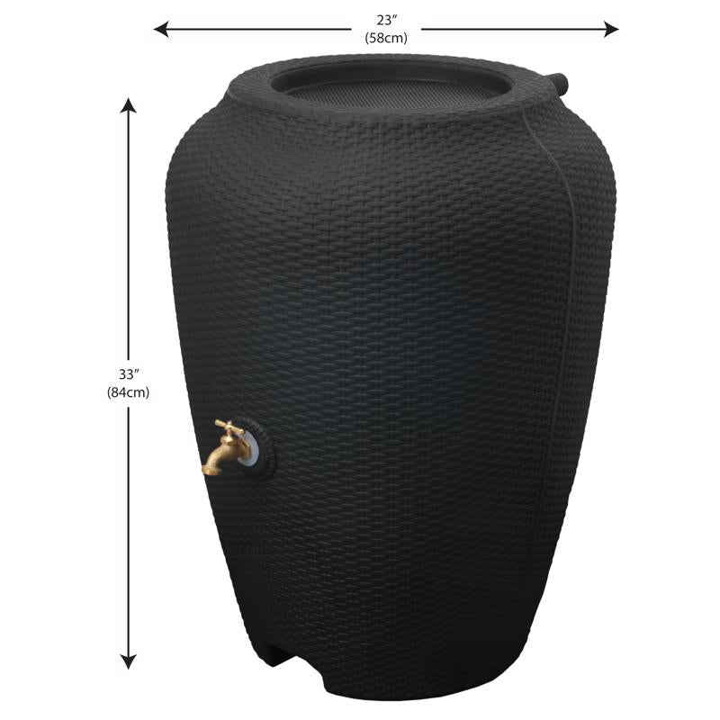 Algreen Products Wicker Black 50 gal Rain Barrel Polyethylene