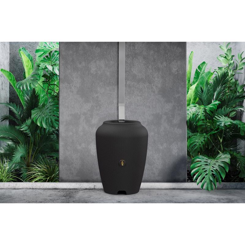 Algreen Products Wicker Black 50 gal Rain Barrel Polyethylene