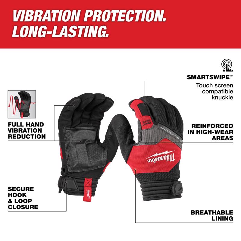 Milwaukee Smartswipe Men's Glove Anti-Vibration Gloves Black/Red M 1 pk