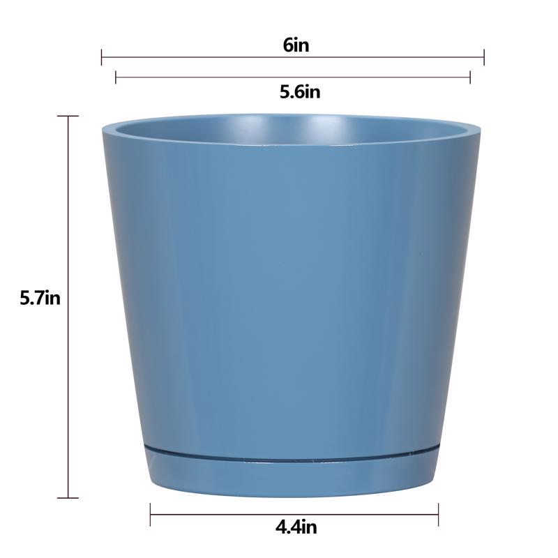 L&G Solutions 5.7 in. H X 6 in. W X 6 in. D X 6 in. D Resin Planter Blue