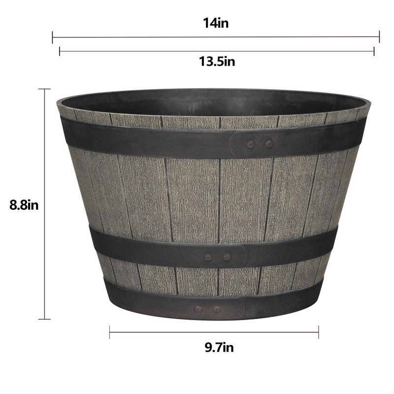 L&G 8.8 in. H X 14 in. W X 14 in. D X 14 in. D PP Plastic Planter Oak