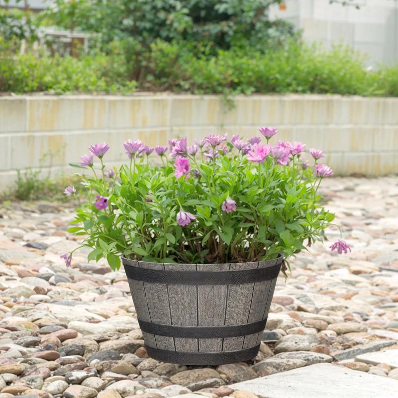 L&G 8.8 in. H X 14 in. W X 14 in. D X 14 in. D PP Plastic Planter Oak