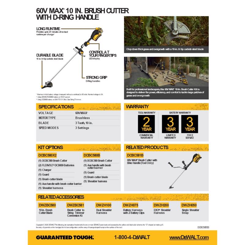 DeWalt Flexvolt DCBC580B 10 in. 60 V Battery Brushcutter Tool Only