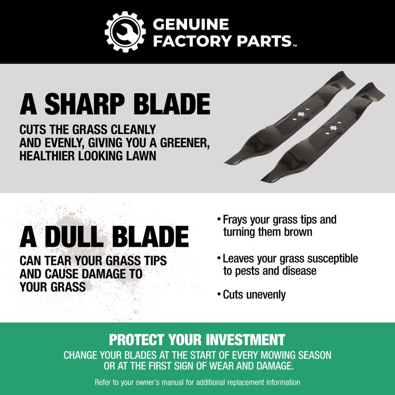 Genuine Factory Parts 46 in. High-Lift Mower Blade Set For Riding Mowers 1 pk