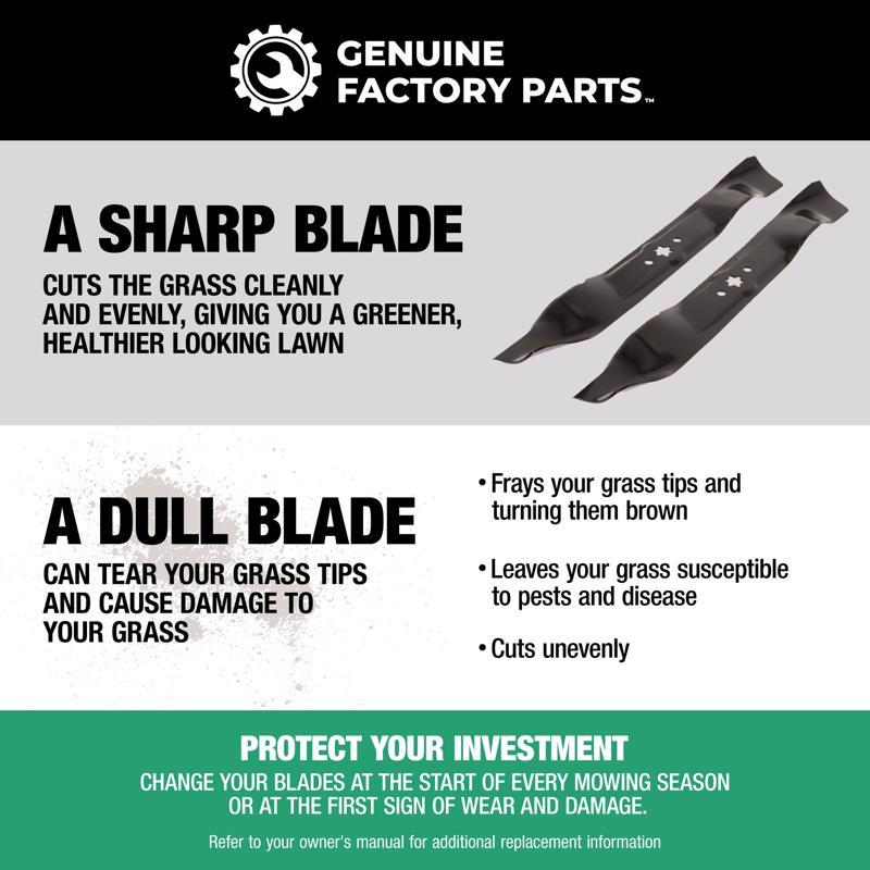 Genuine Factory Parts 42 in. High-Lift Mower Blade Set For Riding Mowers 2 pk