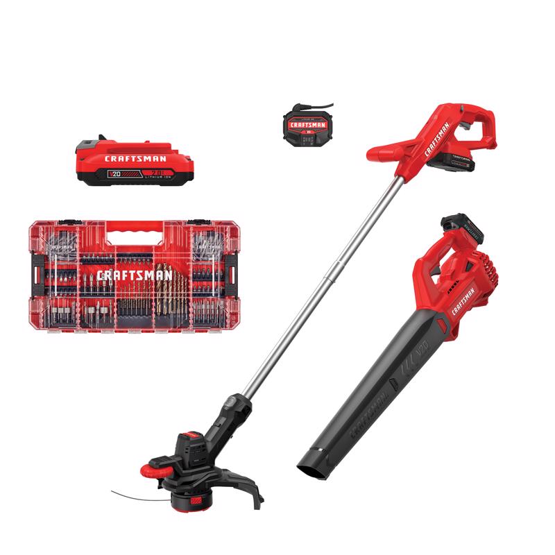 CRAFTSMAN Blower Trimmer Combo with Bit Set and Battery