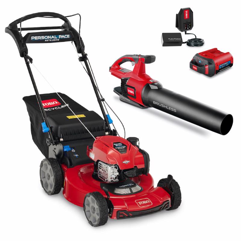 Toro SmartStow 21465 22 in. 150 cc Gas Self-Propelled Lawn Mower with 565 CFM 60V Leaf Blower