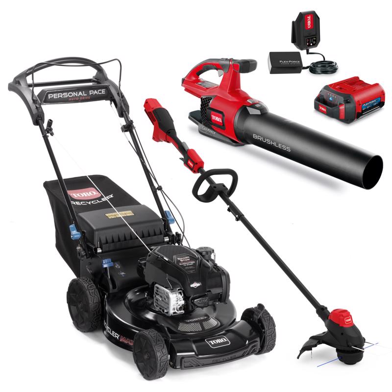 Toro 21485 22 in. 163 cc Gas Self-Propelled Lawn Mower with 60V 51881 Trimmer & Leaf Blower Kit