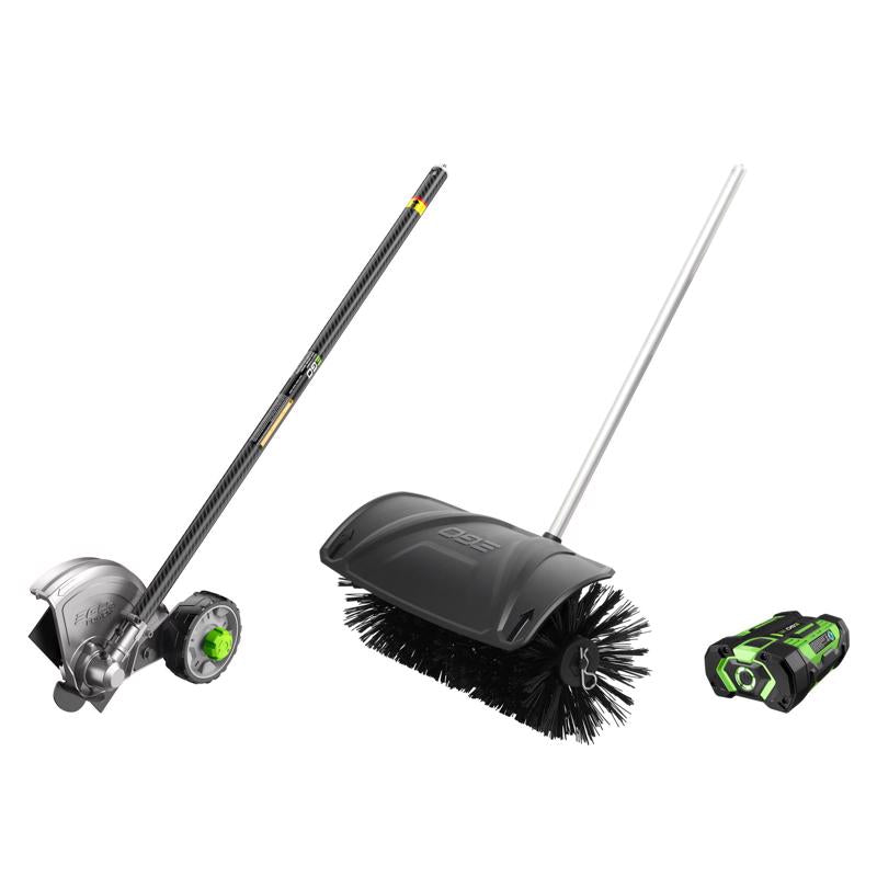 EGO Power+ Multi-Head System Carbon Fiber Edger Attachment EA0820 and Bristle Brush w/ 2.5Ah Battery