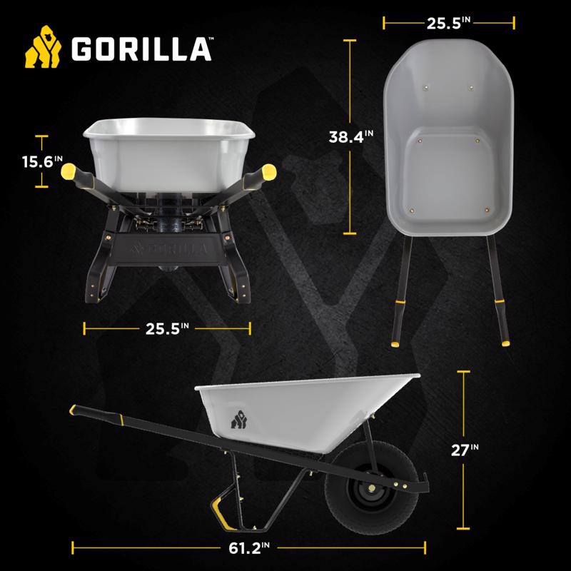 Gorilla Steel Wheelbarrow 6 ft