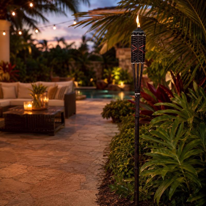 TIKI Brown Bamboo 57 in. Outdoor Torch 1 pc