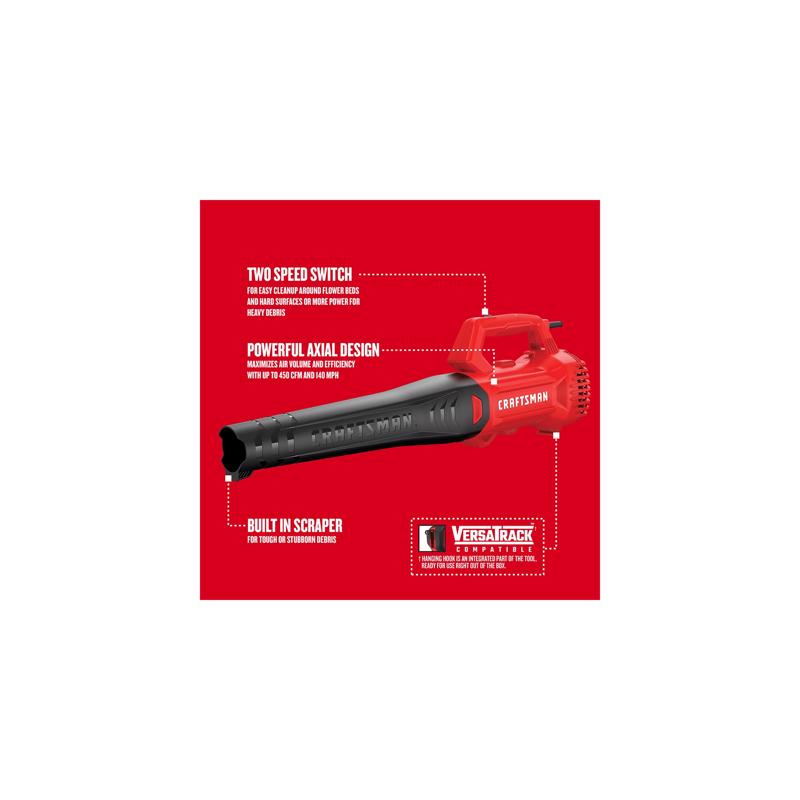 Craftsman CMEBL710 140 mph 450 CFM Electric Handheld Leaf Blower