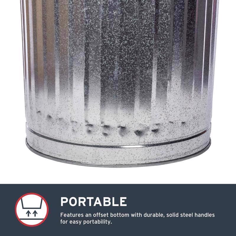 Behrens 20 gal Silver Galvanized Steel Garbage Can Lid Included Animal Proof/Animal Resistant