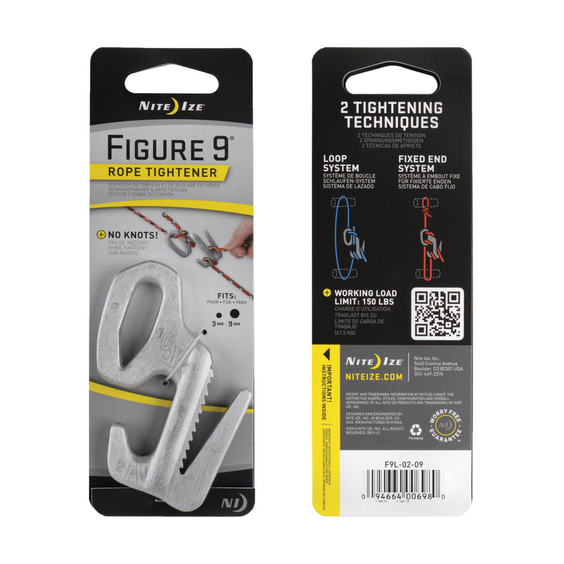 Nite Ize Figure 9 3 in. L Silver Twisted Plastic Tie-Down Rope