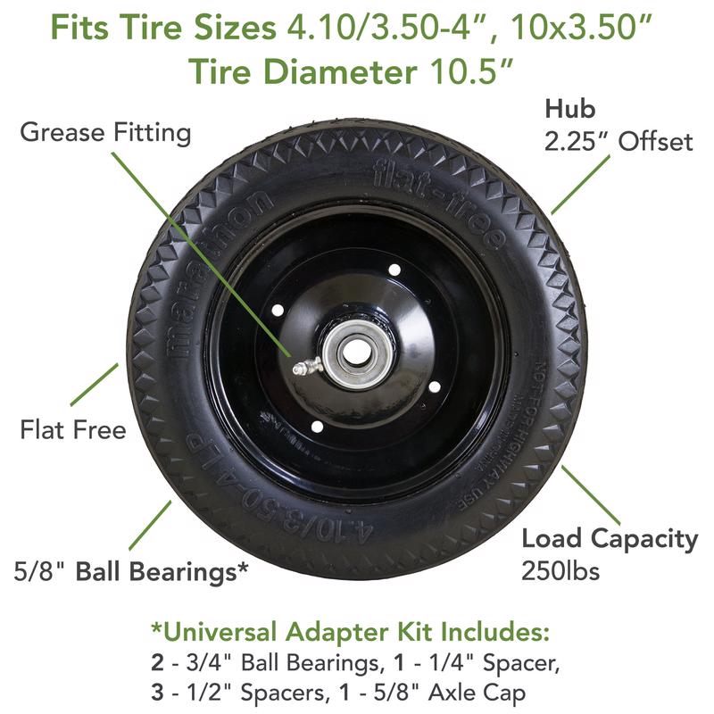 Marathon Universal Fit 4 in. D X 10.3 in. D 300 lb. cap. Offset Hand Truck Tire Polyurethane 1 pk
