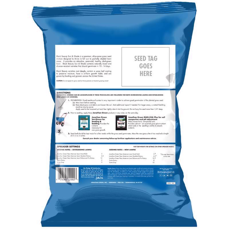 Jonathan Green Black Beauty Sun and Shade Mixed Partial Shade/Sun Grass Seed 25 lb