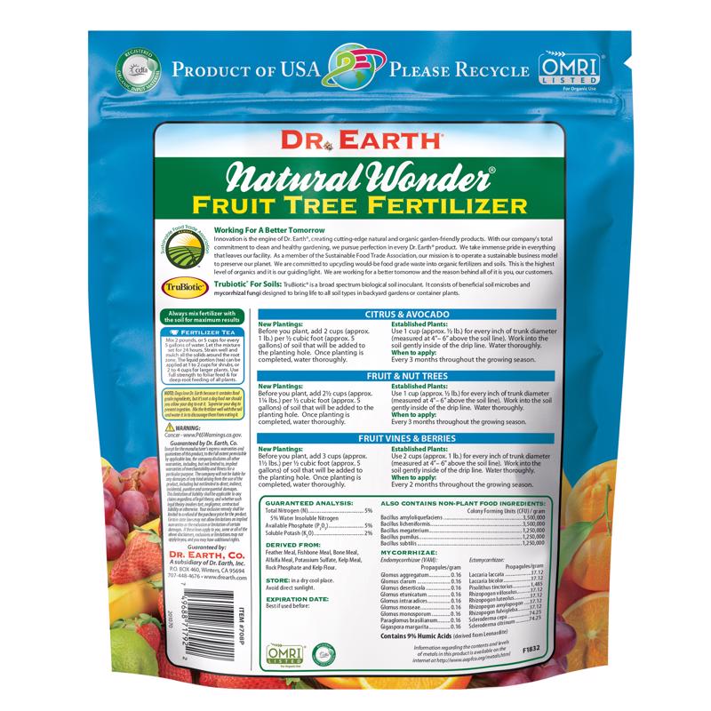 Dr. Earth Natural Wonder Organic Granules Apple, Citrus, Peaches Plant Food 4 lb