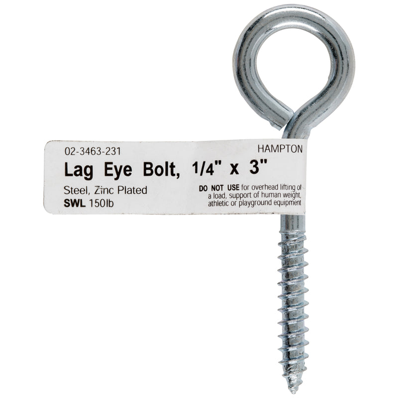 LAG EYE BOLT 1/4"X3"