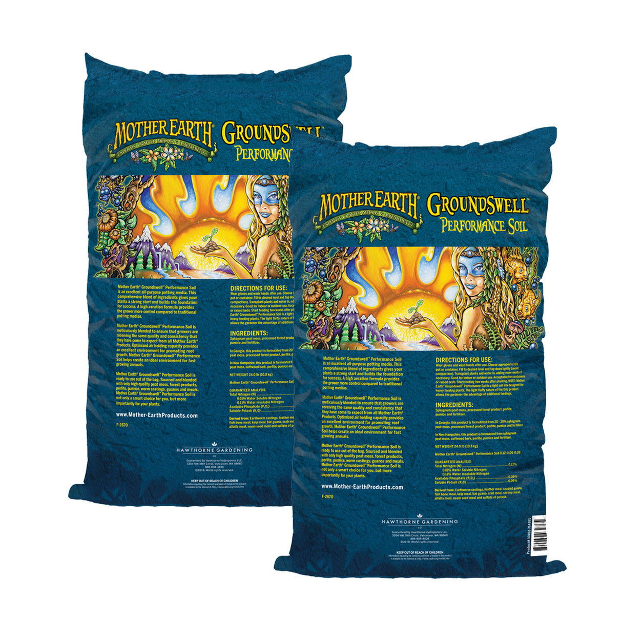 Groundswell Performance Soil, All Purpose Potting Soil for Plants, Gardens, Raised Beds, Flowers, High Aeration Formula, 1.5 cu. ft. Each, (2-Pack, 3 cu. feet Total)