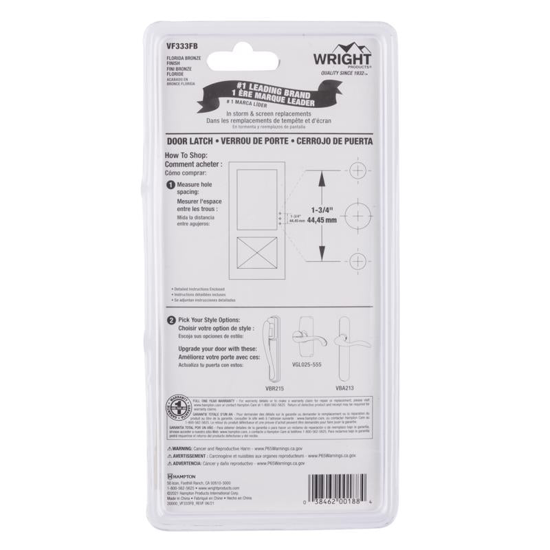 Wright Florida Bronze Steel Push Button Latch 1 pk